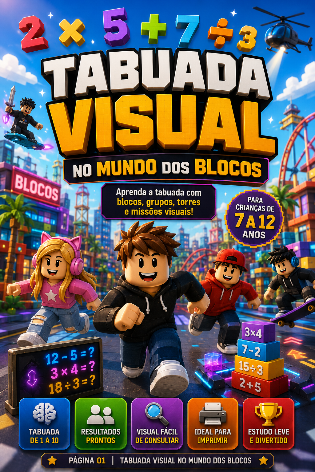 Tabuada Visual Estilo Roblocos